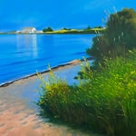 Eliza Auth, "Last Light on Good Luck Point", 18" x 24", oil on canvas