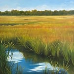 Eliza Auth, “Golden Marsh”, 36" x 36", oil on canvas