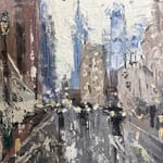 Gregory Prestegord, "Mini Street Lights", 8” x 8”, oil on panel