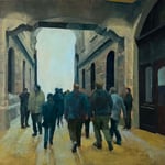 9. Robert Sampson, "Why Rush", 14" x 14”, oil on panel