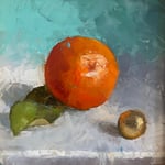 Nancy Bea Miller, "Orange, Gold and Turquoise", 6" x 6", oil on panel