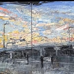 Gregory Prestegord, "Delaware Ave. Fishtown", 17” x 60”, oil & epoxy on panel
