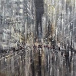 Gregory Prestegord, "Night Abstract Fantasy on Broad", 34” x 28”, oil on panel