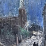 Gregory Prestegord, "Christ Church in the Night Fog", 36" x 18”, oil on canvas