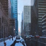 Patrick Crofton, "JFK Boulevard in Winter", 20" x 16", oil on panel