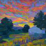 Al Gury, "Twilight Farm Vista", 16" x 20", oil on panel