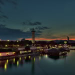 Die "Alte Donau" zur "blauen Stunde"