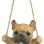 ブランコに乗ったワンちゃんのガーデンマスコットです。ワンちゃん本体：約15×10.5×6.5cm　ポリジレン　¥2,420