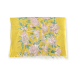 ひんやりした使い心地で春夏にピッタリのストールです。ペットのおさんぽや、ジョギング、おでかけに。フラワー＆バード柄です。日本製　綿60%・キュプラ40%　W37×H170cm　￥2,640