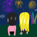 2011「花火を見る仲良し二人」作者：来世