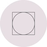 Icon mit Kreis und Quadrat als reduziertes Symbol für Design und Branding.
