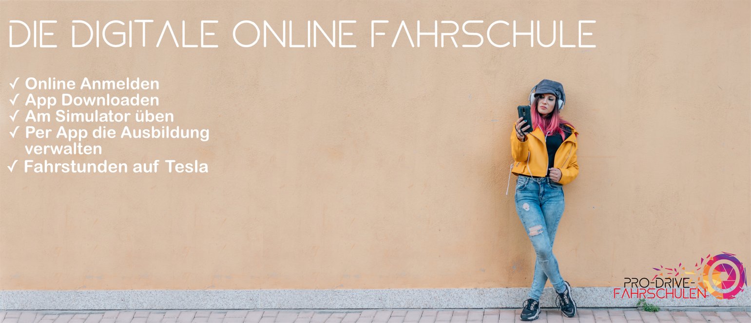 Moderne Online Fahrschule mit TESLA