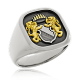  Ein eleganter Wappenring aus Weißgold mit dem Wappen von Zürich, handgefertigt von der Goldschmiede Obsession. 