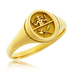  Ein feiner ovaler Wappenring aus Gelbgold, individuell angefertigt nach Kundenwunsch von der Goldschmiede Obsession. 