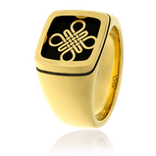 Ein traditioneller Wappenring aus Gelbgold, nach Kundenwunsch angefertigt von der Goldschmiede Obsession. 