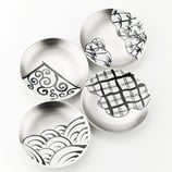 Petite assiette peinte en platine et décor peint à la main φ11cm