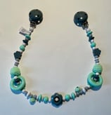 Kinderwagen-Kette Blumen (mintgrün-grau-weiss)