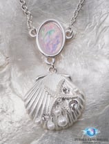 Muschel - Halskette mit Perlen und Zirkonia