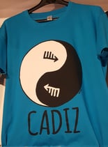 Camiseta "Ying-yang gaditano" mujer color celeste