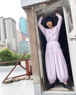 コットンシルクギャザーパンツ