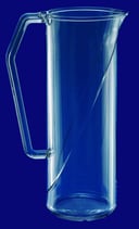 Design Krug 1l SAN glasklar ohne Deckel Art. Nr. 9083 Eichung bei 1l und passende Deckel PP in 6 Farben mit Insektenschutz