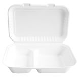 Take Away-Verpackung 2teilig oder 3-teilig Bagasse weiss kompostierbar