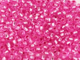 Rahyer Rocailles Glasperlen gelocht 2mm - Col. "Pink/Rosa m. Silbereinzug - transparent" x100 - Hegenen-& Fliegenbindematerial