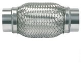 FLEXIBLE ECHAPPEMENT INOX DOUBLE TRESSE AVEC SORTIES SOUDEES DIAMETRE INTERIEUR 89mm