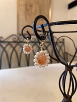 サンストーンと淡水パールイヤリング/ピアス