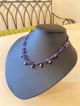 アメジストと淡水パールのカジュアルネックレス