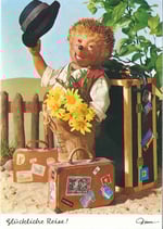 Mecki Ansichtskarte - Glückliche Reise!
