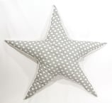 Sternen-Kissen weiss/hellgrau Herzen