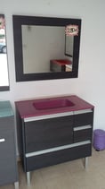 MUEBLE DE BAÑO MALAGA 80 MARRON PLATEADO LAVABO VIOLETA