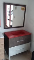 MUEBLE DE BAÑO MALAGA 80 MARRON PLATA LAVABO ROJO MATE