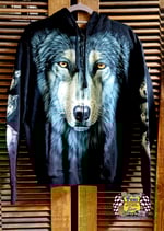Hoodie "BlueGreen-Wolf"