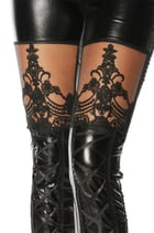 Legging Wetlook/Spitzenbordüre 00047