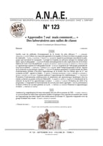 ANAE N° 123 - Apprendre ? Oui mais comment ? Des laboratoires aux salles de classes