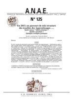 ANAE N° 125 - Troubles des Apprentissages - Parcours de soins structuré