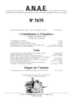 ANAE N° 74-75 - « Contributions à l’Attention »