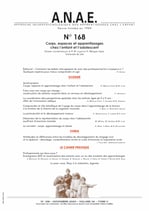 ANAE N° 168 - Corps, espaces et apprentissages chez l'enfant et l'adolescent