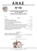 ANAE N° 116 - Troubles du langage écrit - Approche cognitive