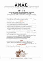 ANAE N°164 - Prévenir les troubles de développement du langage en collaborant dans les milieux educatifs