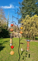 Bird feeder tree robust bird feeding station, unusual bird feeder stand with 2 extra branches