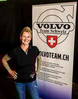 Poloshirt Damen, schwarz-weiss-rot