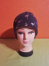 Beanie short Flamingo glitzer/grau KU 55/57