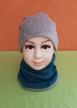 Halssocke Punkte grün/grau KU 44/48