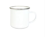 Emaille-Tasse mit farbigem Rand