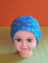 Beanie short Punkte-grün/blau-gestreift KU 43/45