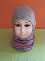 Halssocke Äpfel-Herzen/grau KU 44/48