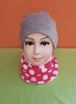 Halssocke Punkte-weiß pink/weiß KU 44/48